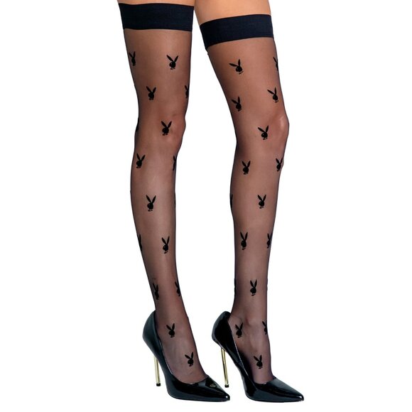 Playboy Bunny Stockings with Stay Up Silicone Tops - Picture 1 of 5